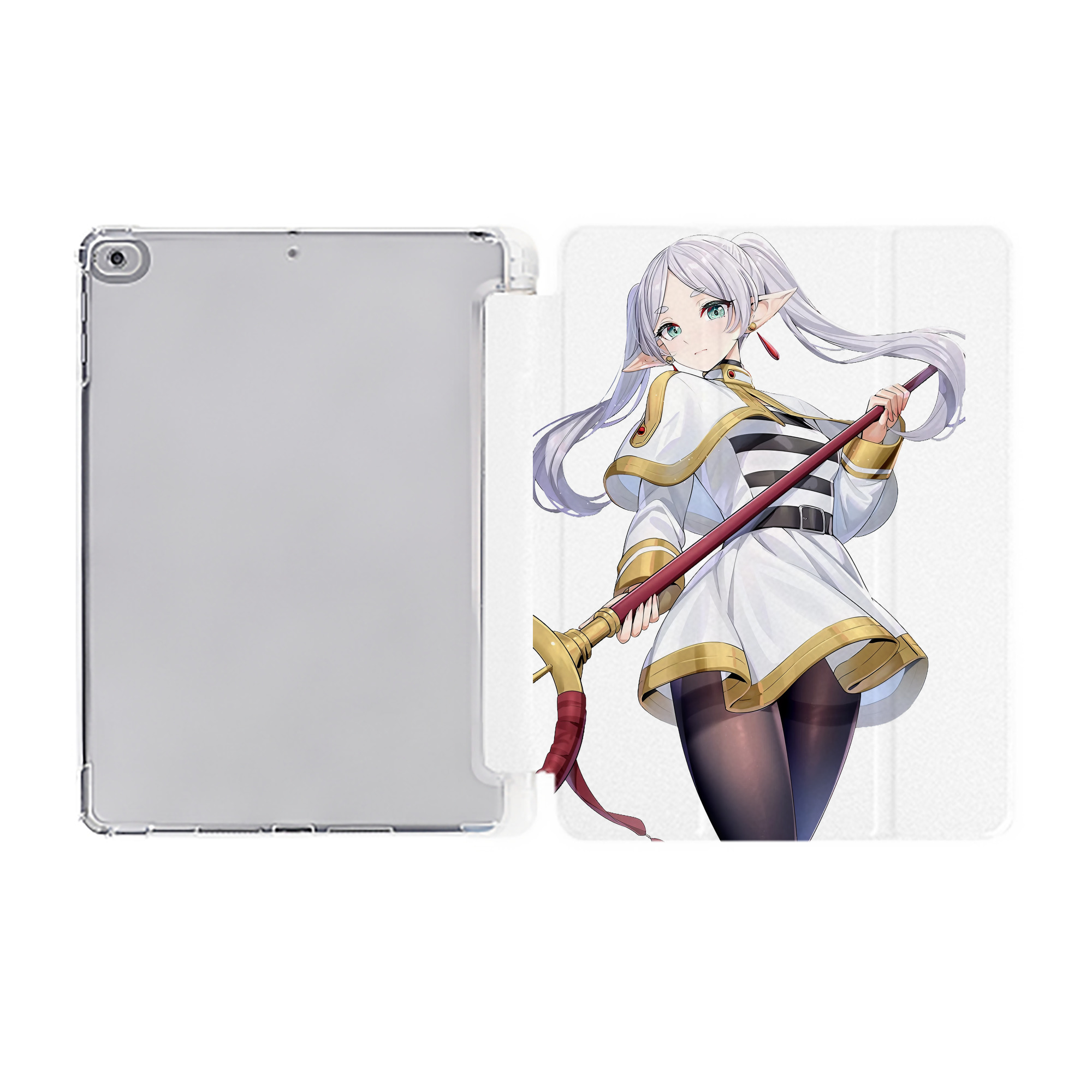 （画像用） 葬送のフリーレン Frieren IPad ケース ペン収納付き 三つ折りスタンド PUレザー×シリコン 対応機種9.5/10.5/10.9インチ